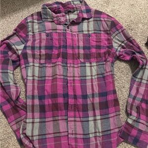Alpine Women's Plaid Button-Down Shirt in Pink and Gray